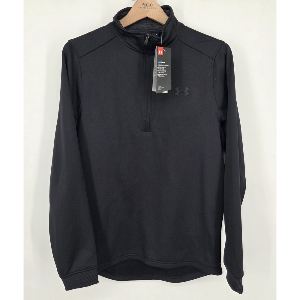NEW Under Armour Cold Gear Quarter Zip Fleece Pullover Men Size Medium Black NWT